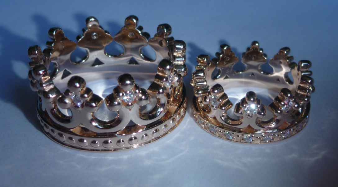 кольца короны из золота с бриллиантами